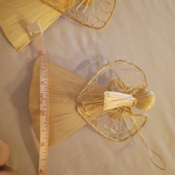 Lot of 3: Delicate Fragile Handmade Corn Husk Angel Christmas Ornaments - Picture 10 of 10